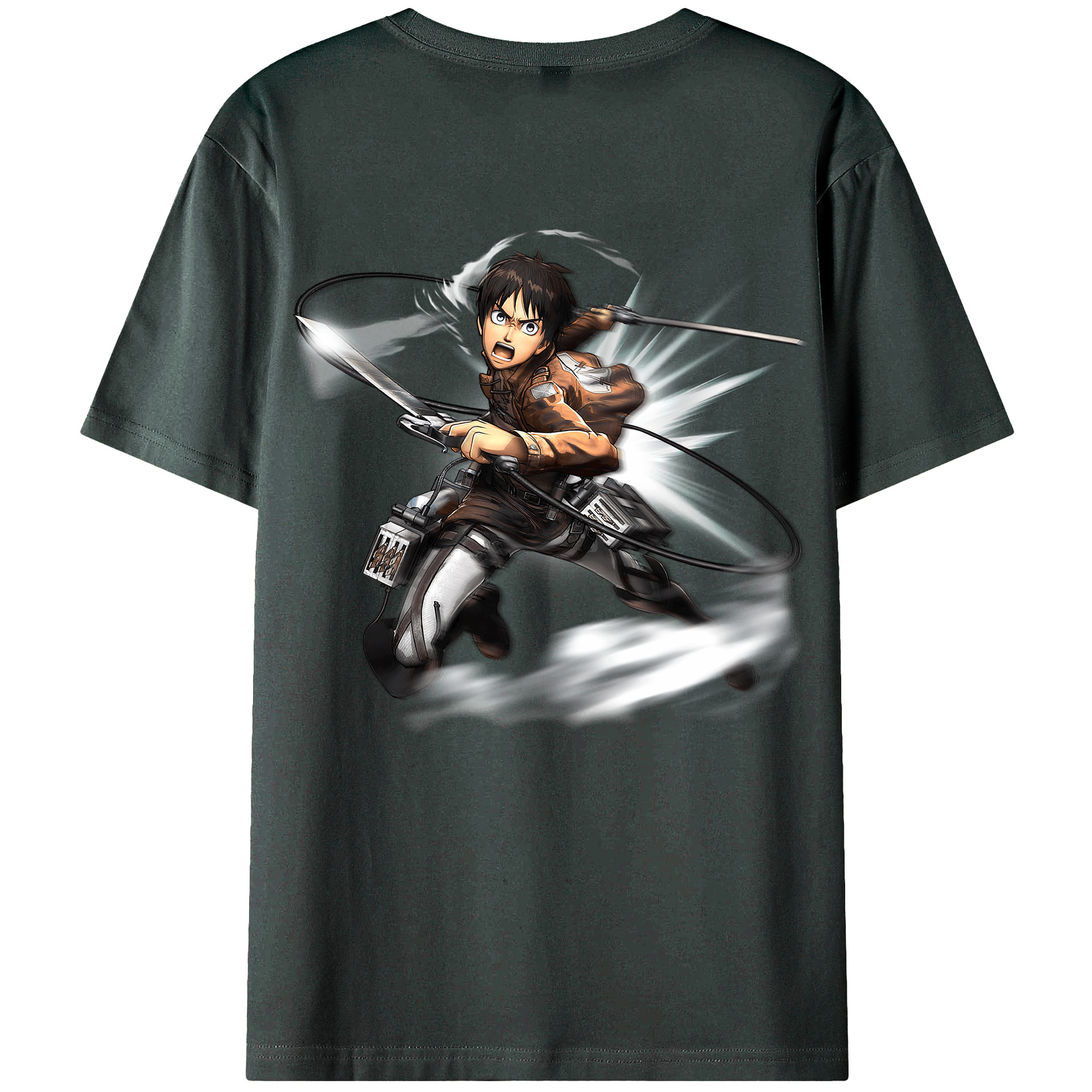 （画像用） 進撃の巨人 エレン･イェーガー Attack on Titan Eren Jäger 綿100％ メンズ半袖Tシャツ（バックプリント） 通気性